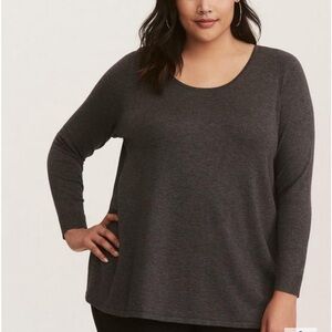 Torrid Black and grey chiffon top.